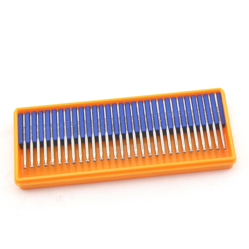 JINGLING Diamond Grinding Bits 2.5mm Spherical Head Bur w Shank 2.35mm Pack of 30Pcs - Image 4
